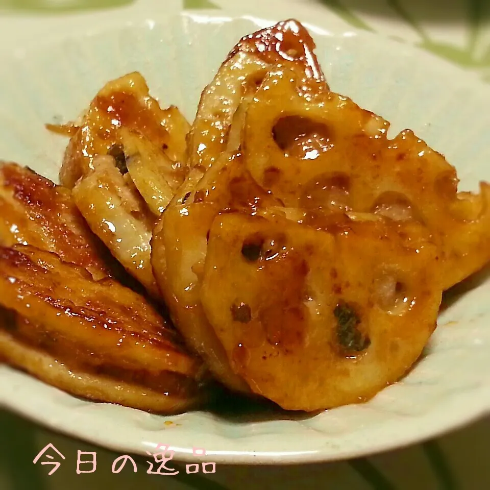 蓮根の豚肉ハサミ焼き(梅醤油味)|木もれ日食堂さん