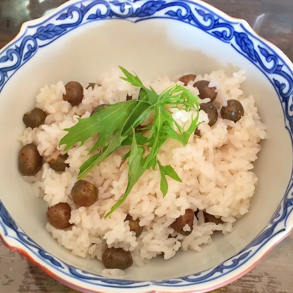 秋の恵み‼️むかごご飯、始めて炊きました。シソの葉忘れた‼️|tamemitiさん