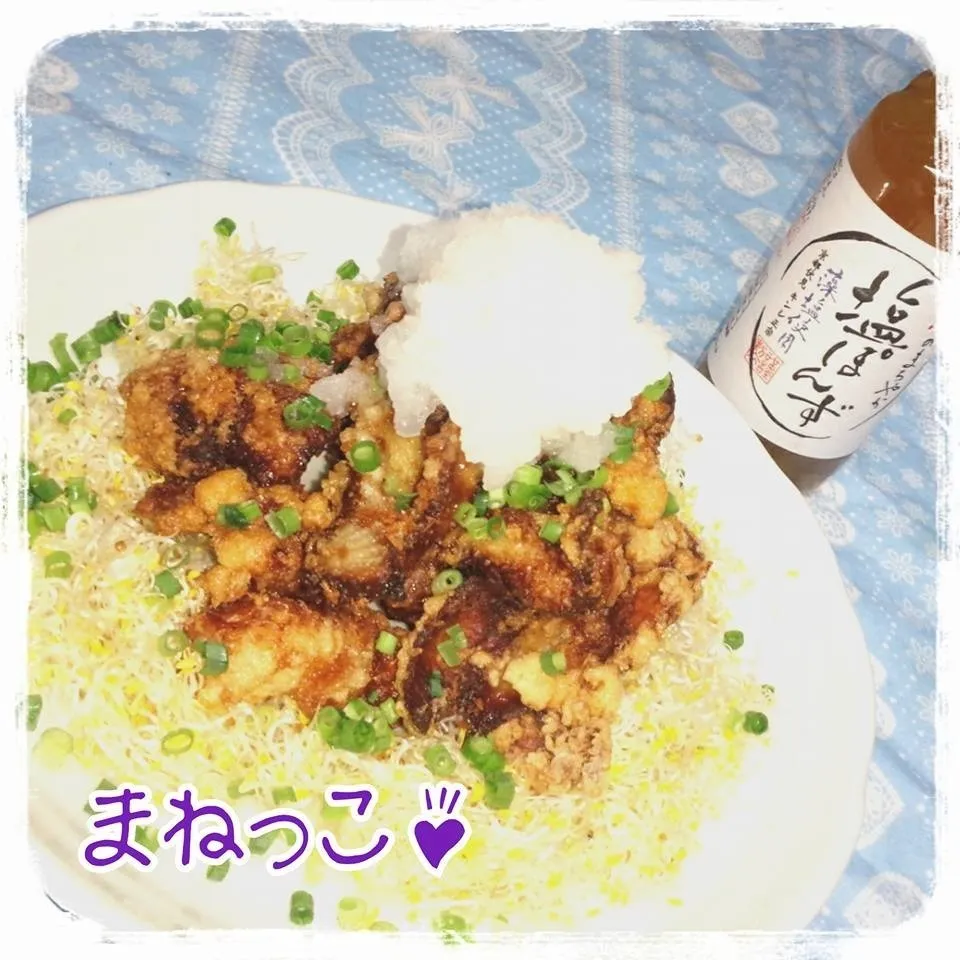 Snapdishの料理写真:まねっこ♪　鶏皮揚げのおろしポン酢♡|ねねさん