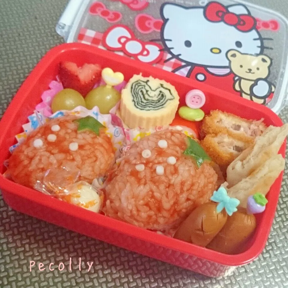 小2・娘弁当(イチゴ🍓？見えるかな？)|みきじょ〜さん