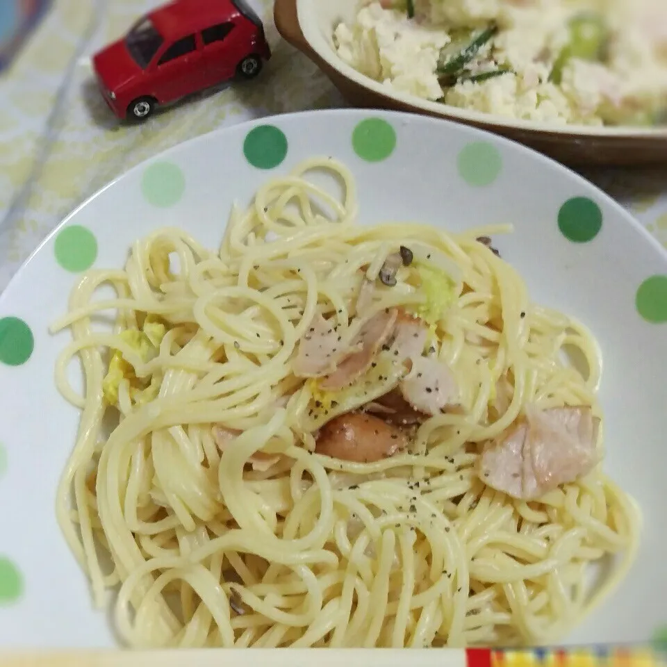 クリームパスタとポテトサラダ|じゅんさん