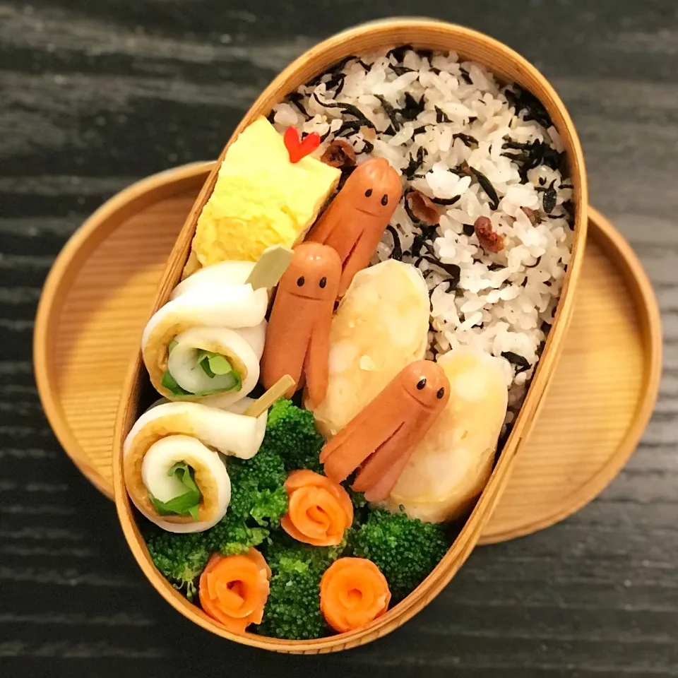 今日の息子くん弁当♡紫耀くんの梅ひじきごはん弁当♡|yu-chanさん