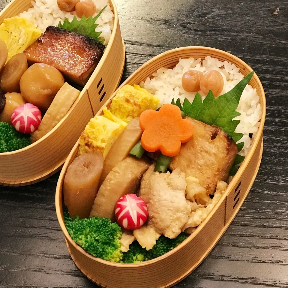 Snapdishの料理写真:今日の息子くん弁当♡めかじきの照り焼き&生姜焼き弁当♡|yu-chanさん