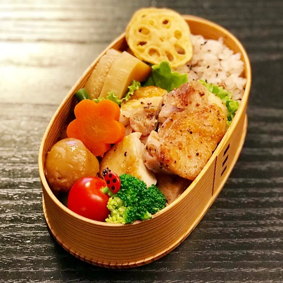 Snapdishの料理写真:今日の息子くん弁当♡レモンペッパーチキン弁当♡|yu-chanさん