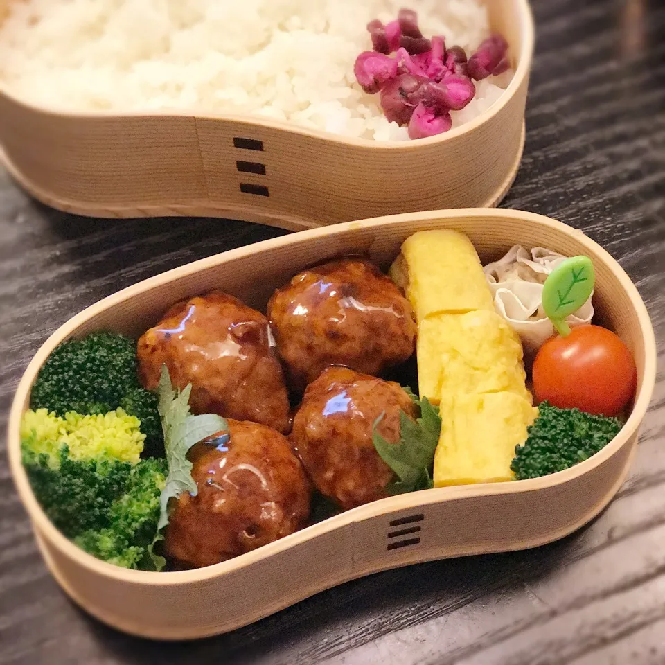 Snapdishの料理写真:今日の息子くん弁当♡肉だんごの甘酢あん弁当♡|yu-chanさん