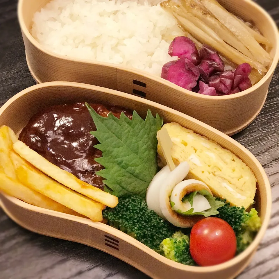 今日の息子くん弁当♡大きなハンバーグ弁当♡|yu-chanさん