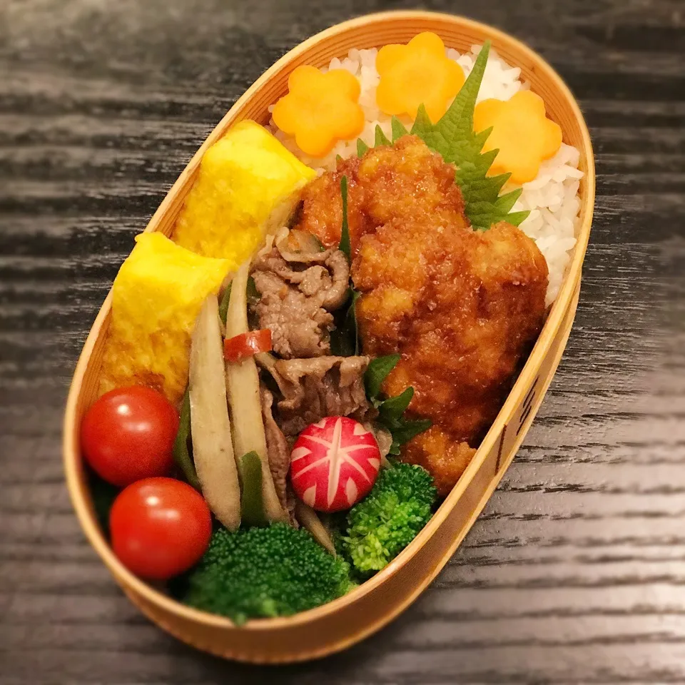 今日の息子くん弁当♡鳥ささみかつ&牛肉のしぐれ煮弁当♡|yu-chanさん