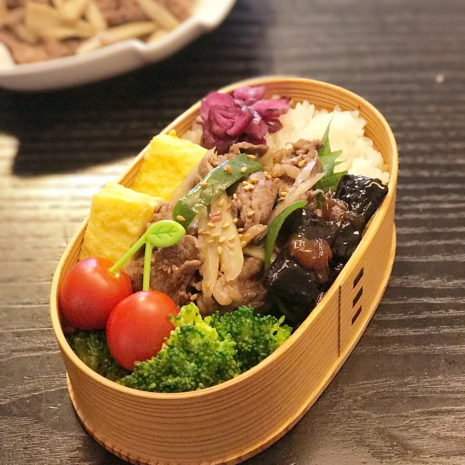 今日の息子くん弁当♡ごぼうピーマンと牛肉のしぐれ煮♡|yu-chanさん