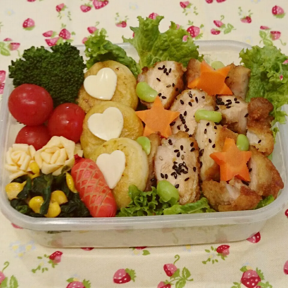 唐揚げ のっけ弁当🎵|みちゅあしさん