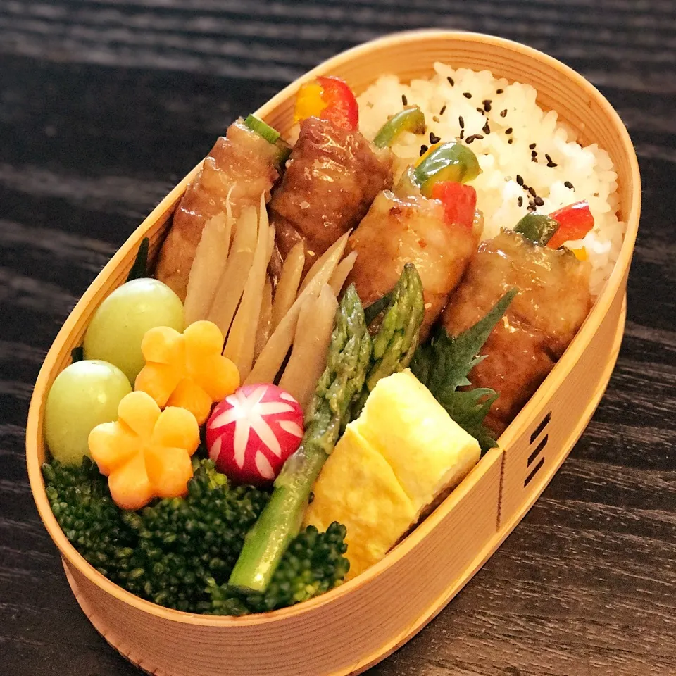 Snapdishの料理写真:今日の息子くん弁当♡肉巻き弁当♡|yu-chanさん