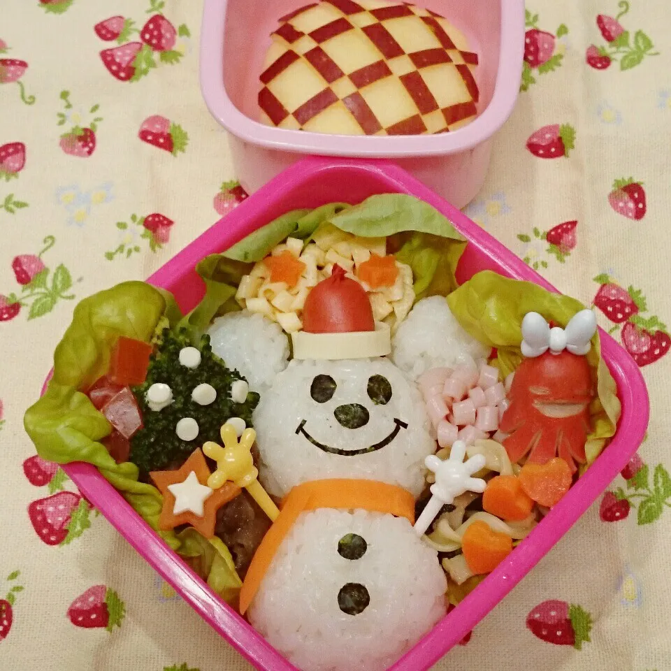 ミッキー雪ダルマ弁当🎵|みちゅあしさん