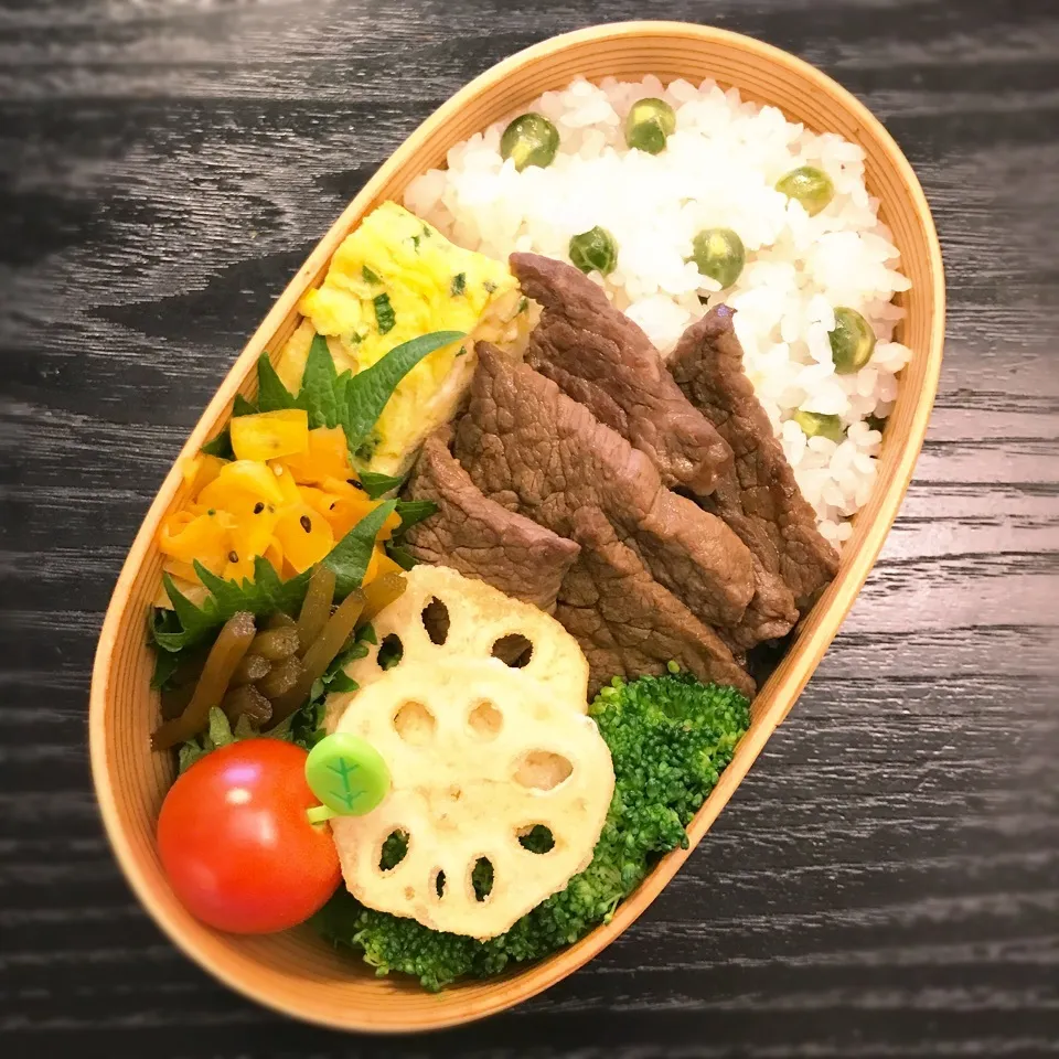 今日の息子くん弁当♡春いっぱい！豆ごはん弁当♡|yu-chanさん