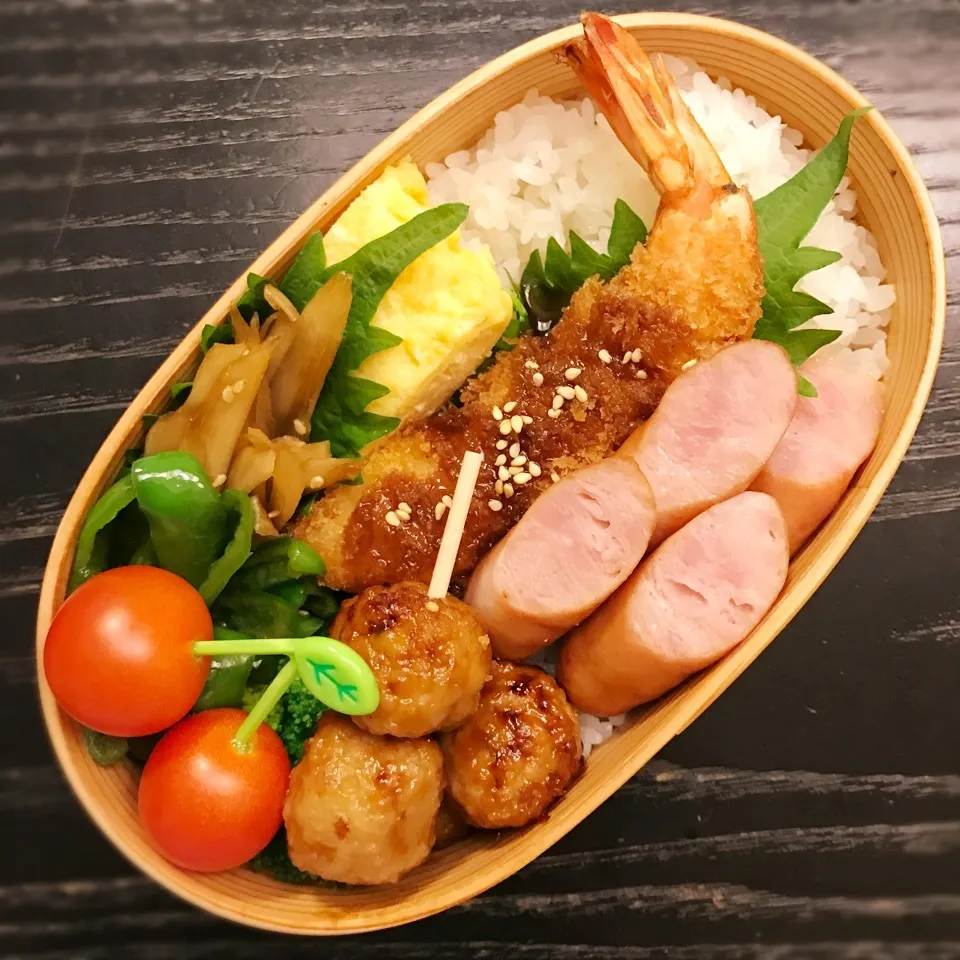 今日の息子くん弁当♡海老フライ&ウィンナー弁当♡|yu-chanさん