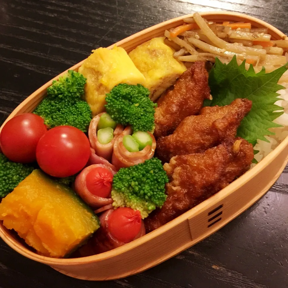 Snapdishの料理写真:今日の息子くん弁当♡ベーコン巻き巻き弁当♡|yu-chanさん