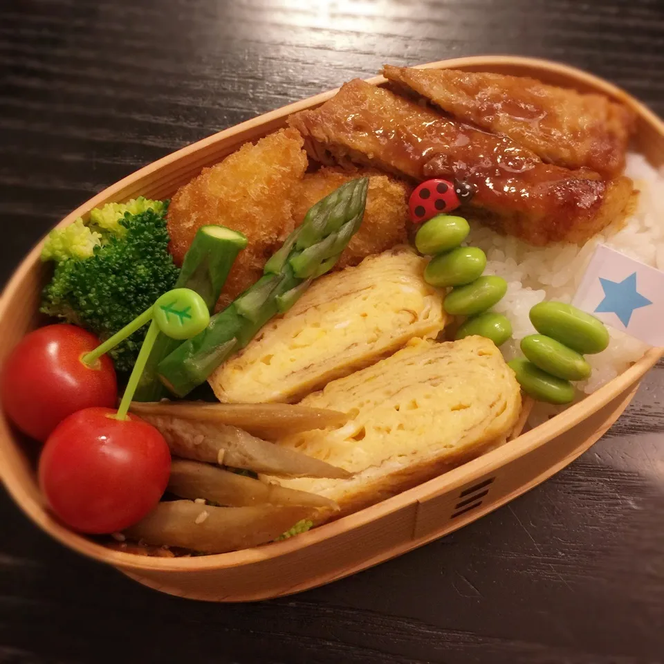 今日の息子くん弁当♡お魚フライときんぴらごぼう弁当🍒♡|yu-chanさん