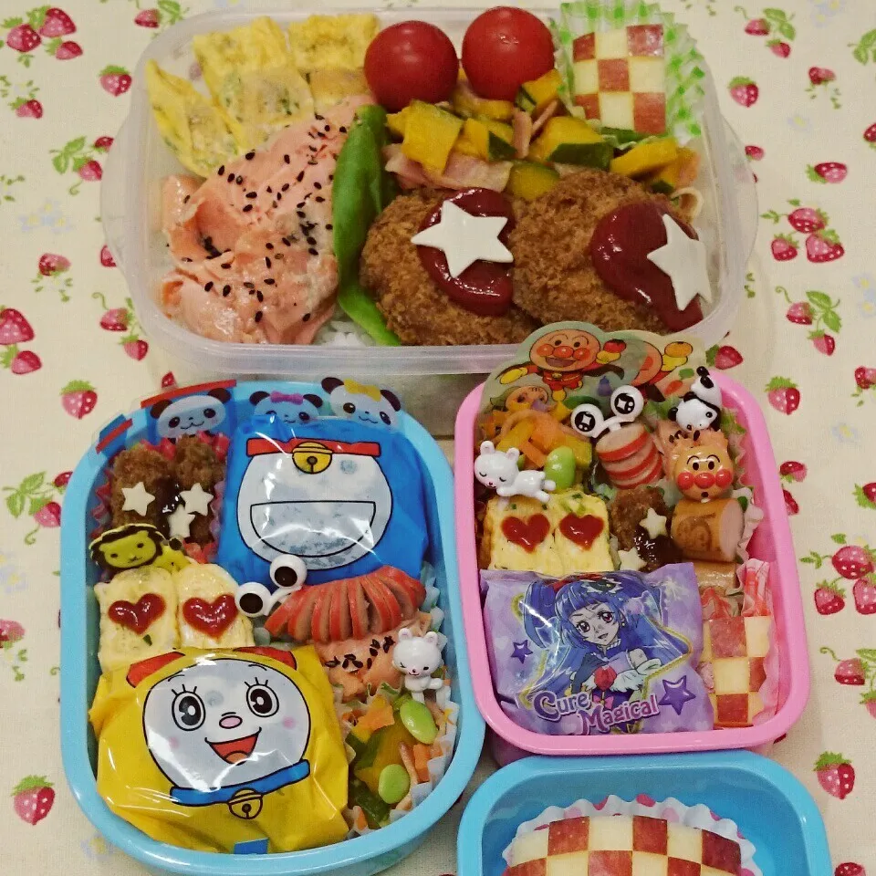 上は主人弁当♪下は子ども弁当♪|みちゅあしさん