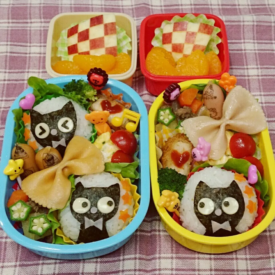 海苔で猫ちゃんおにぎり弁当♪|みちゅあしさん