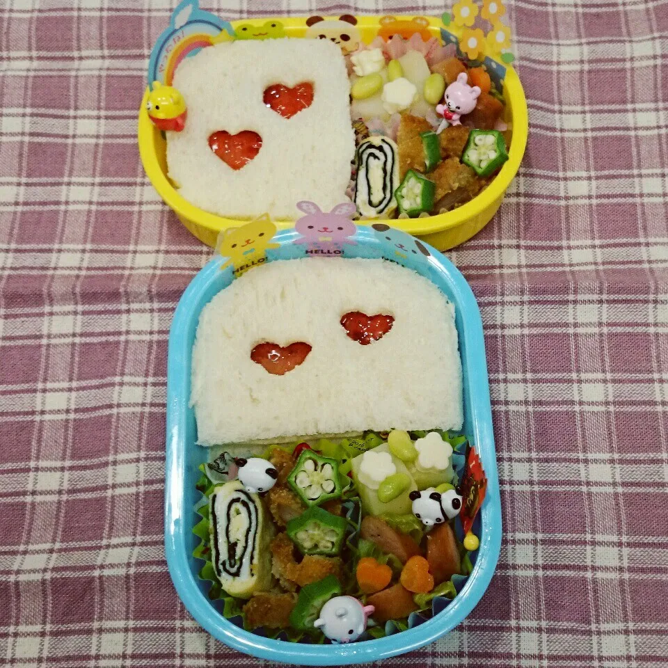 ハートのジャムサンド弁当♪|みちゅあしさん