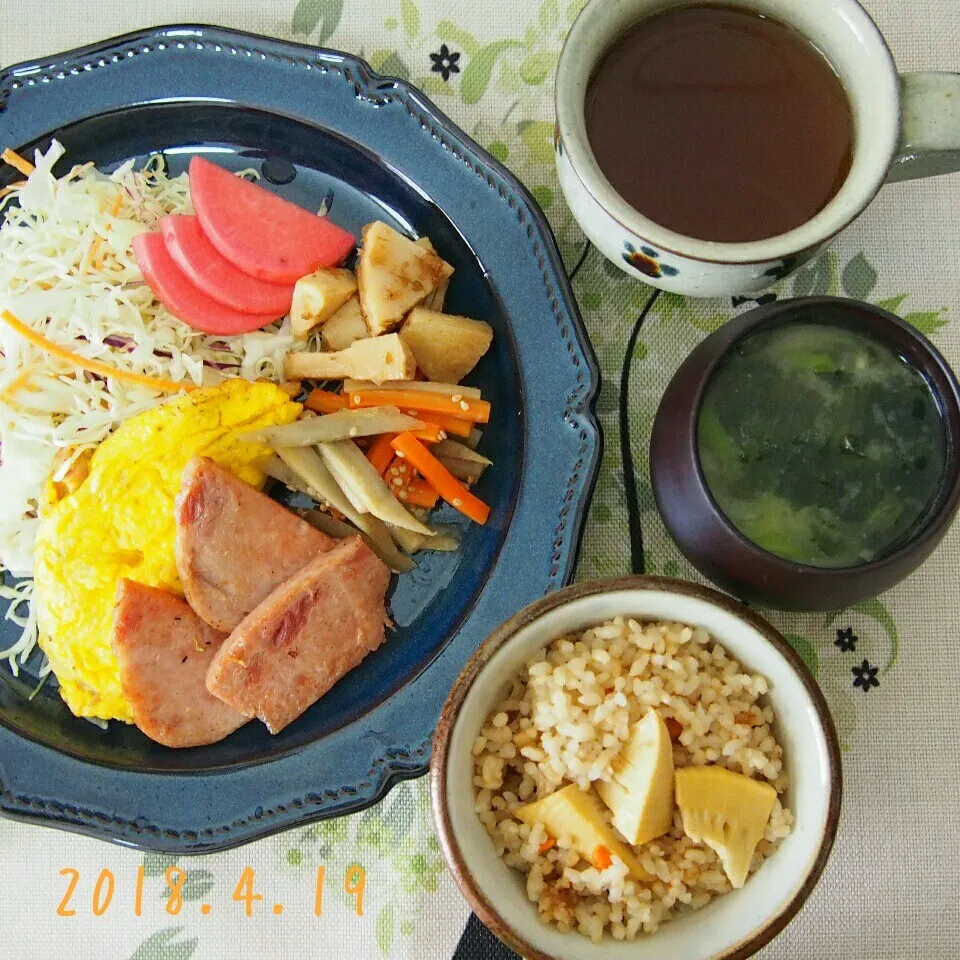 Snapdishの料理写真:【休日ブランチ】ポークたまごプレート|yuragizmさん