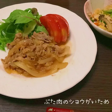 Snapdishの料理写真:豚肉の生姜炒め定食|みーしゃさん