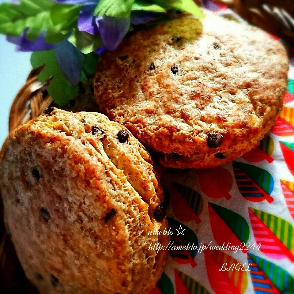 砂糖不使用❤バナナとチョコの小麦胚芽スコーン😆❤|BAGELさん