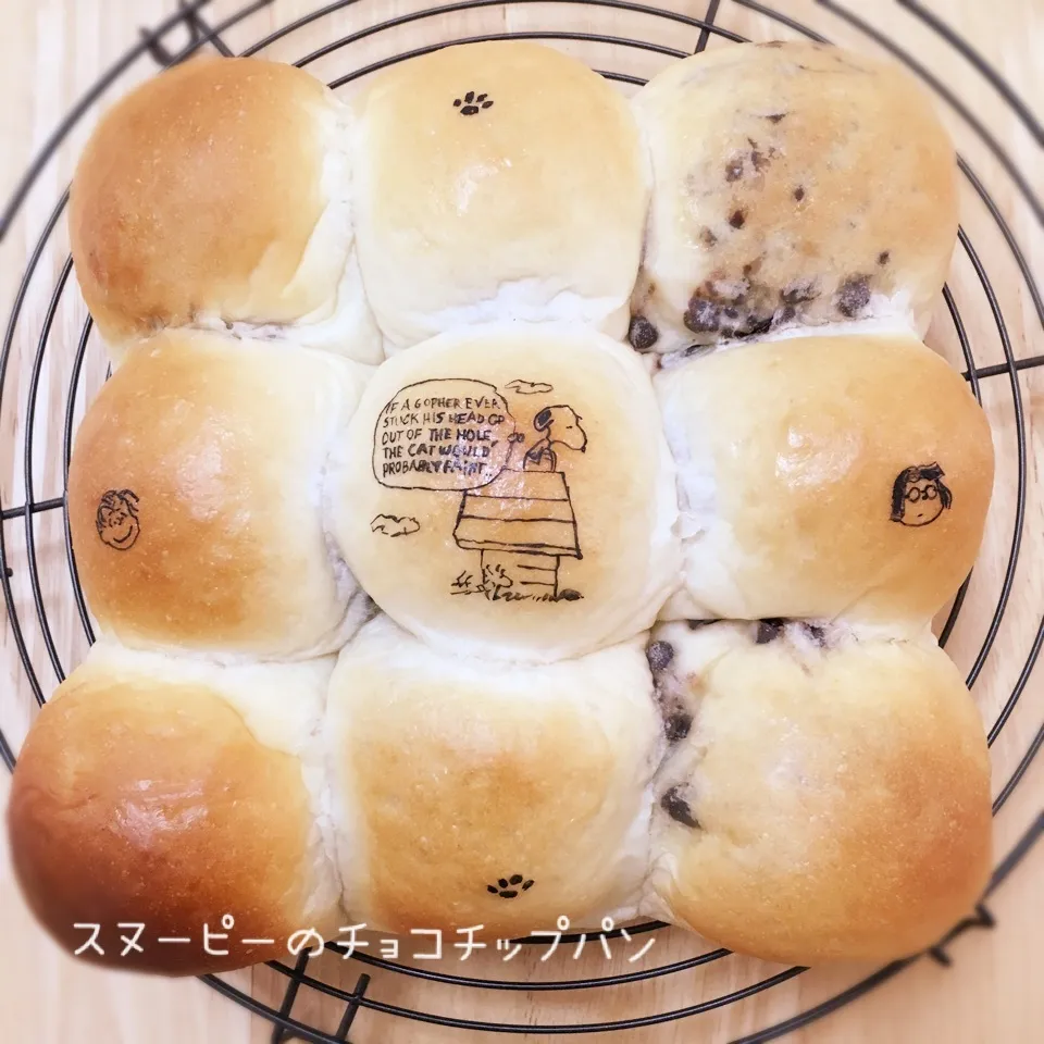 Snapdishの料理写真:スヌーピーのチョコチップちぎりパン|okomeさん