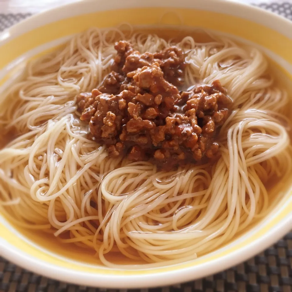 Snapdishの料理写真:ジャージャー麺ぽいけど素麺|naocchiさん