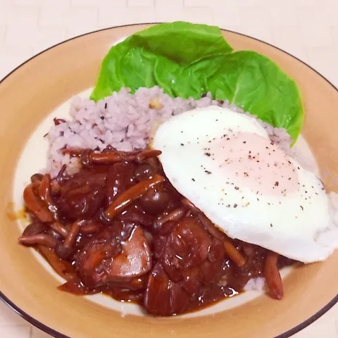 鳥肉の赤ワイン煮丼|saUUchiさん