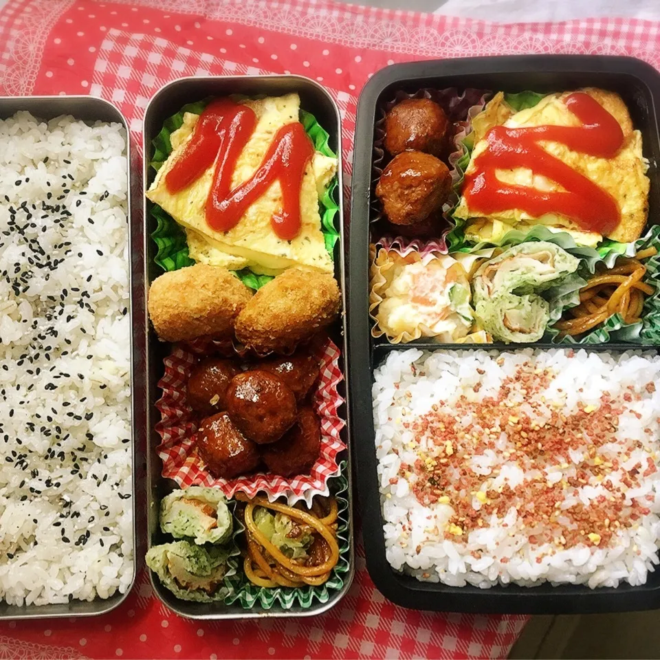 Snapdishの料理写真:9/13 高校弁当と旦那弁当|シャークさん