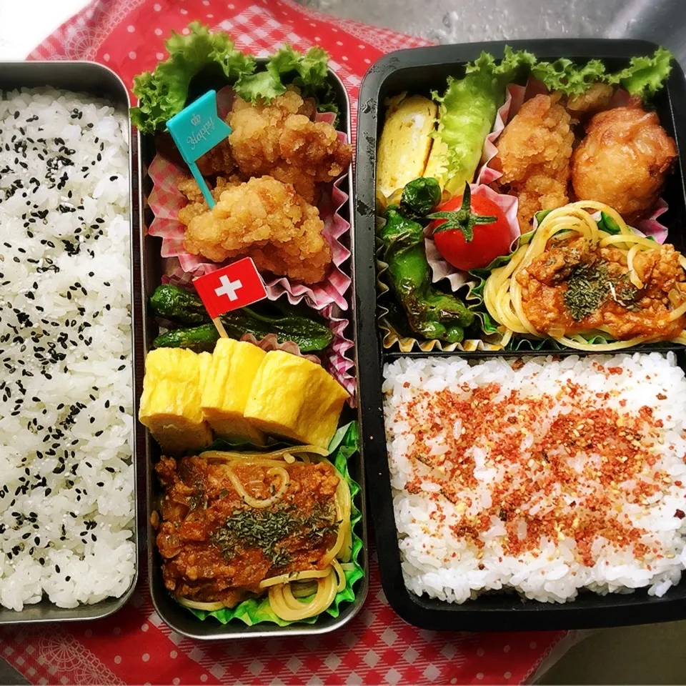 Snapdishの料理写真:9/3 高校弁当と旦那弁当|シャークさん