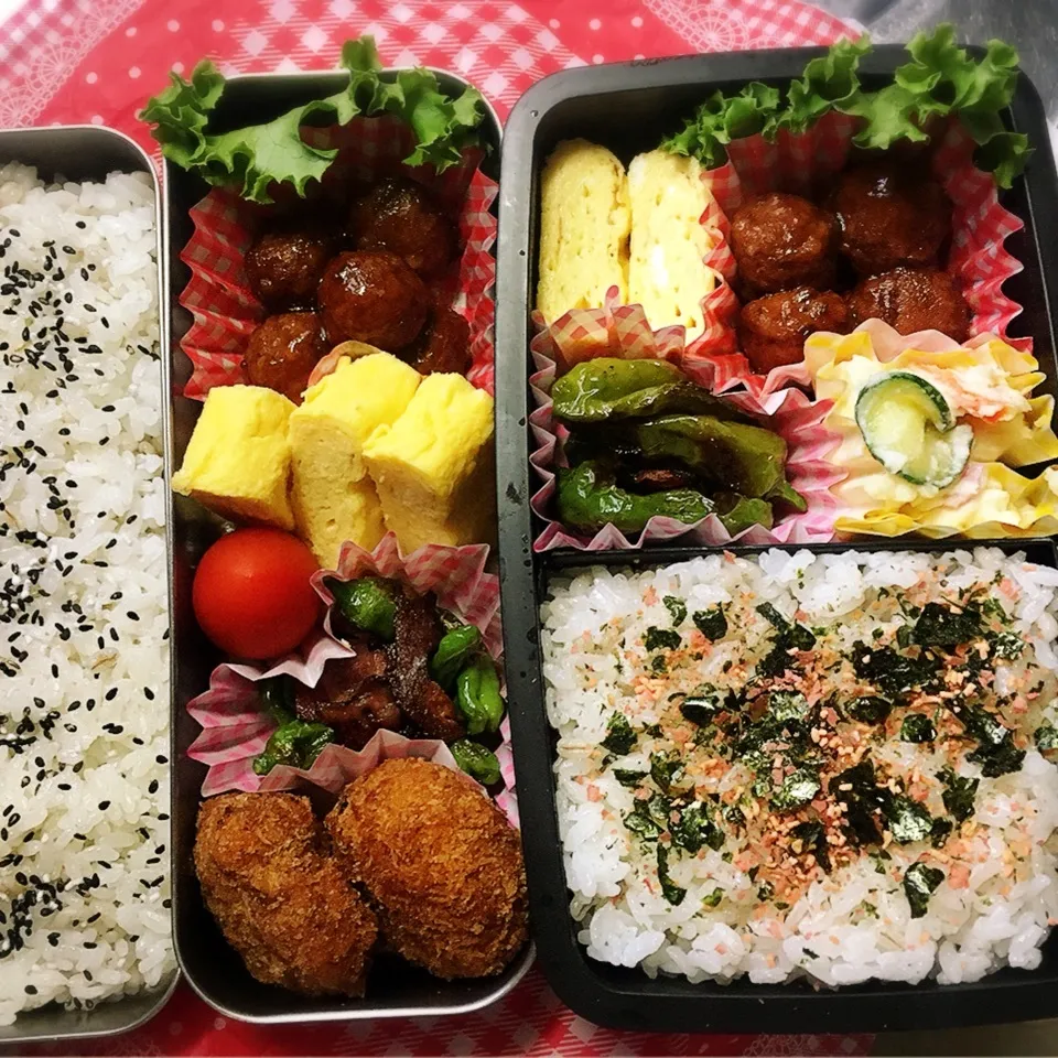 Snapdishの料理写真:8/22 高校弁当と旦那弁当|シャークさん