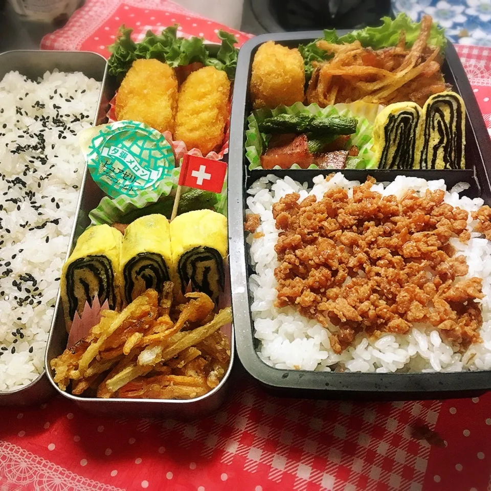 Snapdishの料理写真:6/27 高校弁当と旦那弁当|シャークさん