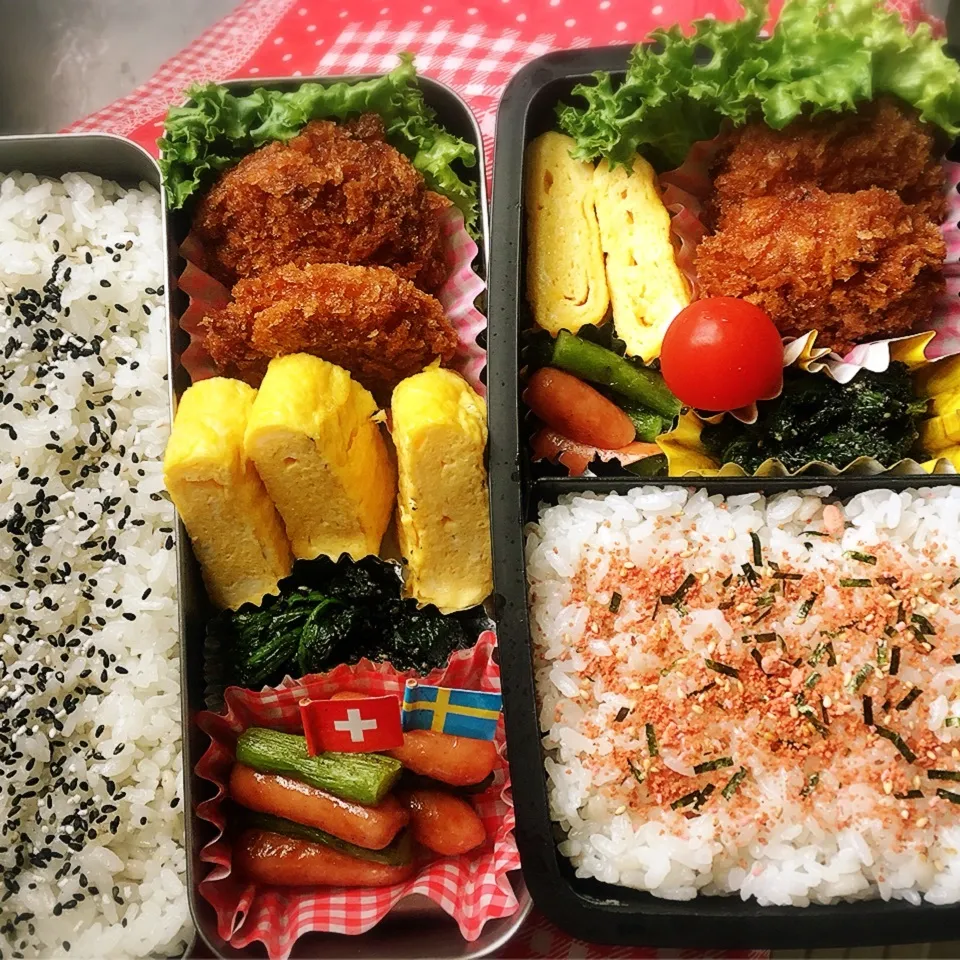 Snapdishの料理写真:6/25 高校弁当と旦那弁当|シャークさん