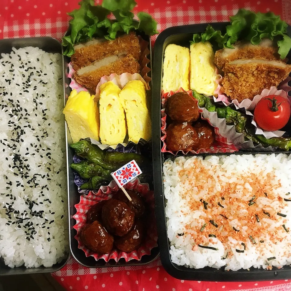 Snapdishの料理写真:6/18 高校弁当と旦那弁当|シャークさん