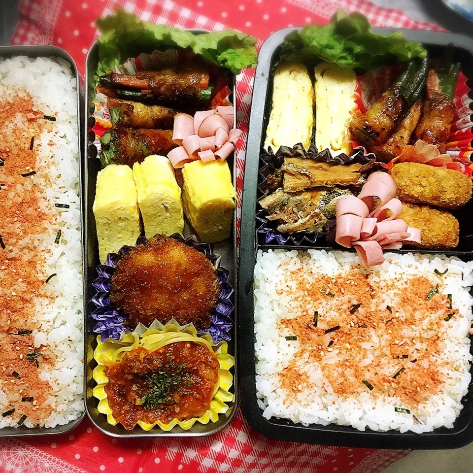 Snapdishの料理写真:2/5 高校弁当と旦那弁当|シャークさん