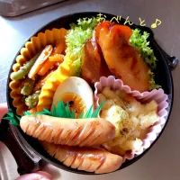 Snapdishの料理写真:2018/8/22旦那さん弁当(^^)|あおあかママさん