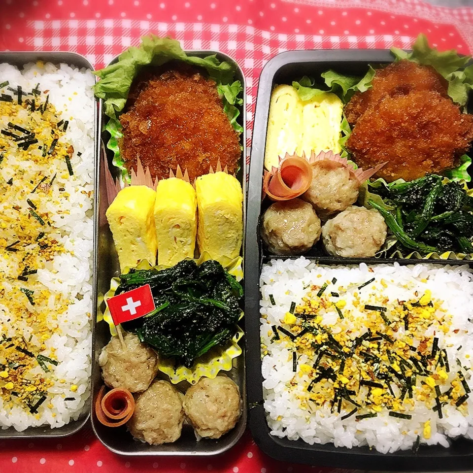 Snapdishの料理写真:1/25 高校弁当と旦那弁当|シャークさん