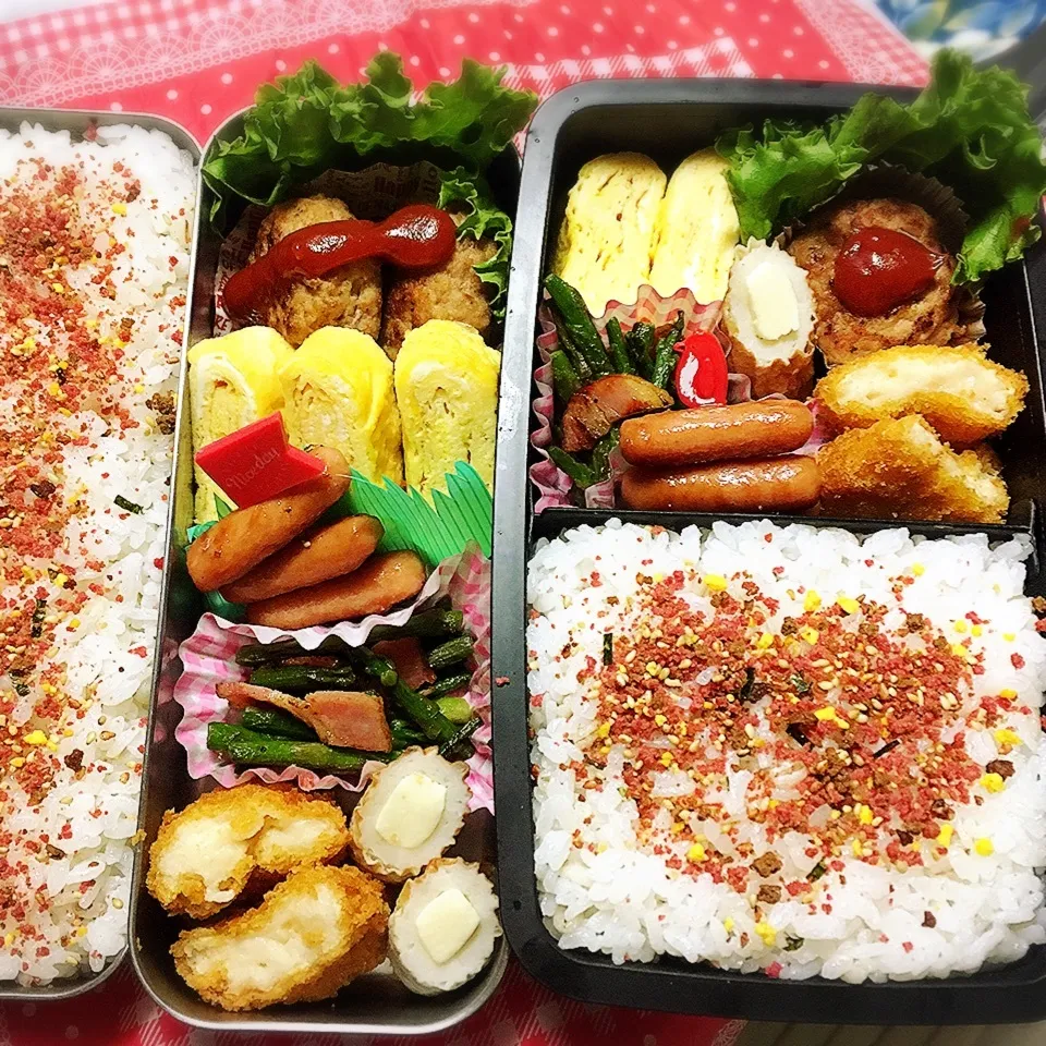 Snapdishの料理写真:10/23 高校弁当と旦那弁当|シャークさん