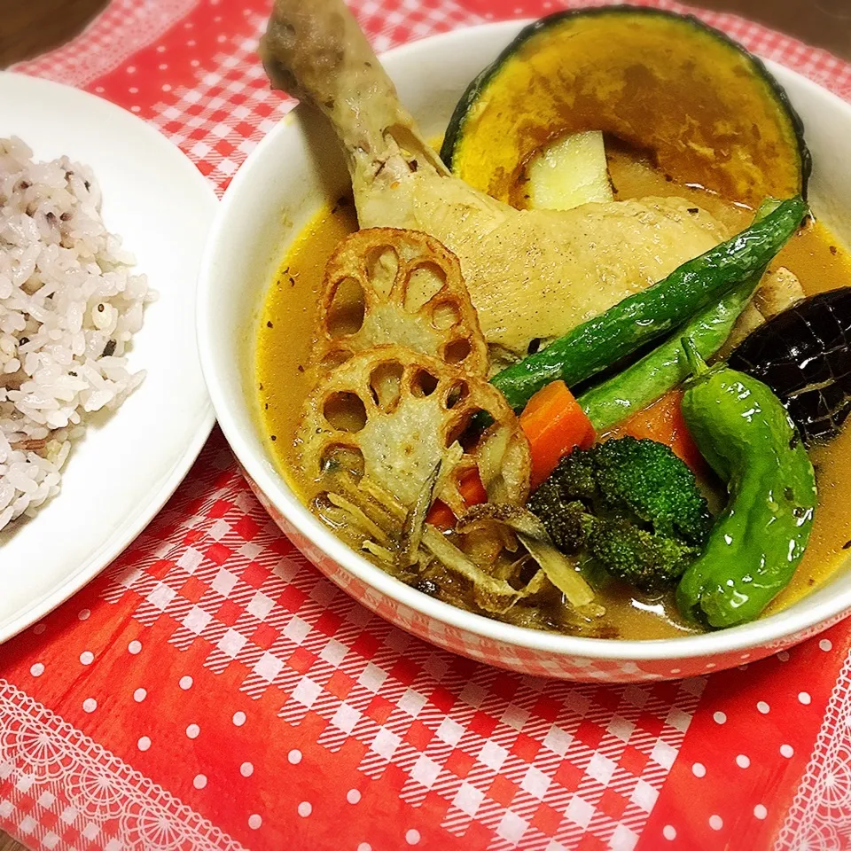 チキンレッグと野菜のスープカレー|シャークさん