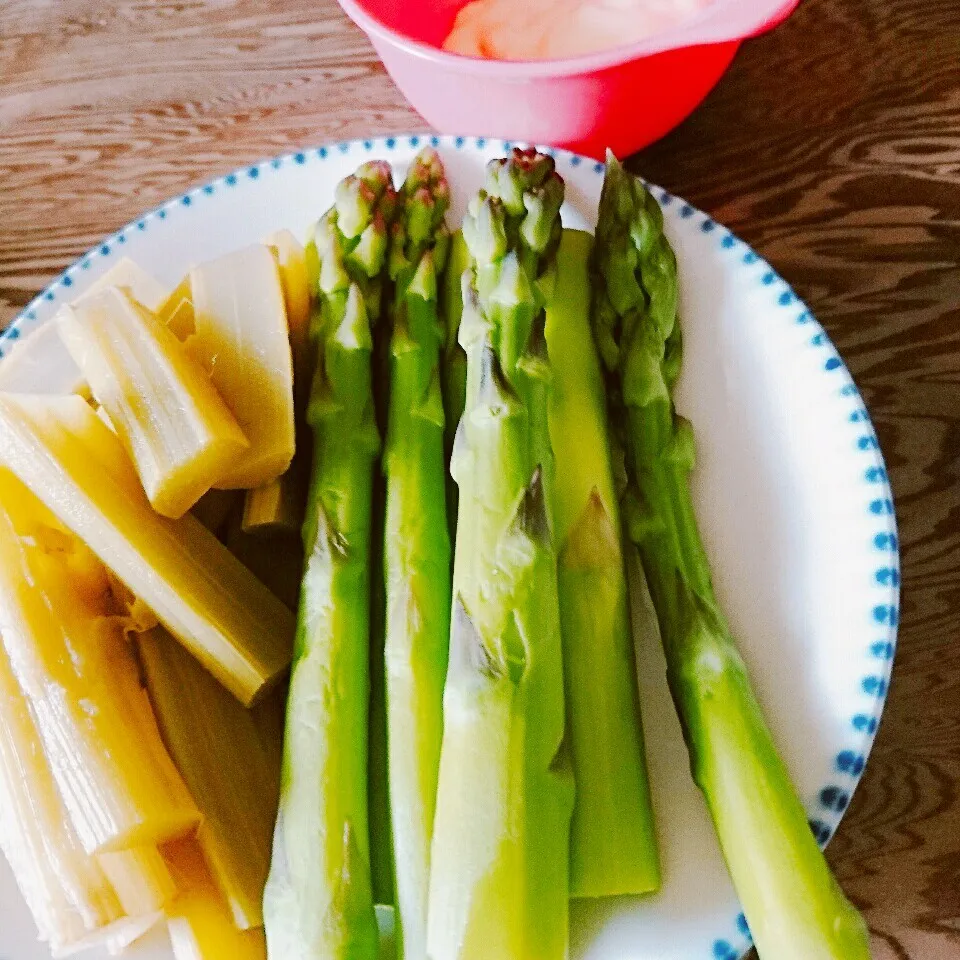 アスパラとウドの付けマヨネーズ|やこめし亭さん