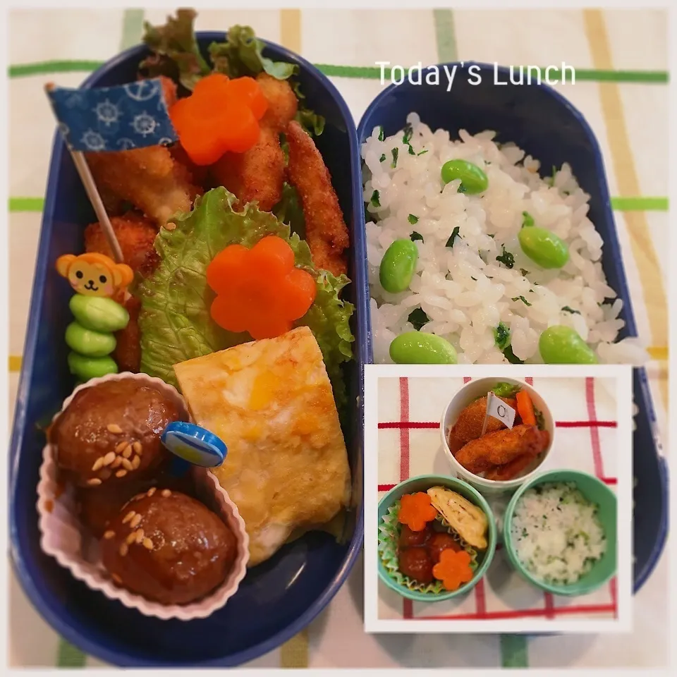 Snapdishの料理写真:大学生と高校生のお弁当|ままピーさん