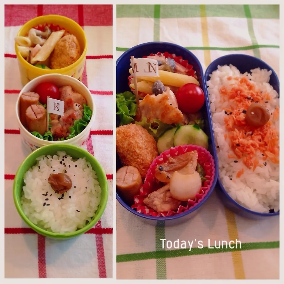 Snapdishの料理写真:大学生と高校生のお弁当|ままピーさん