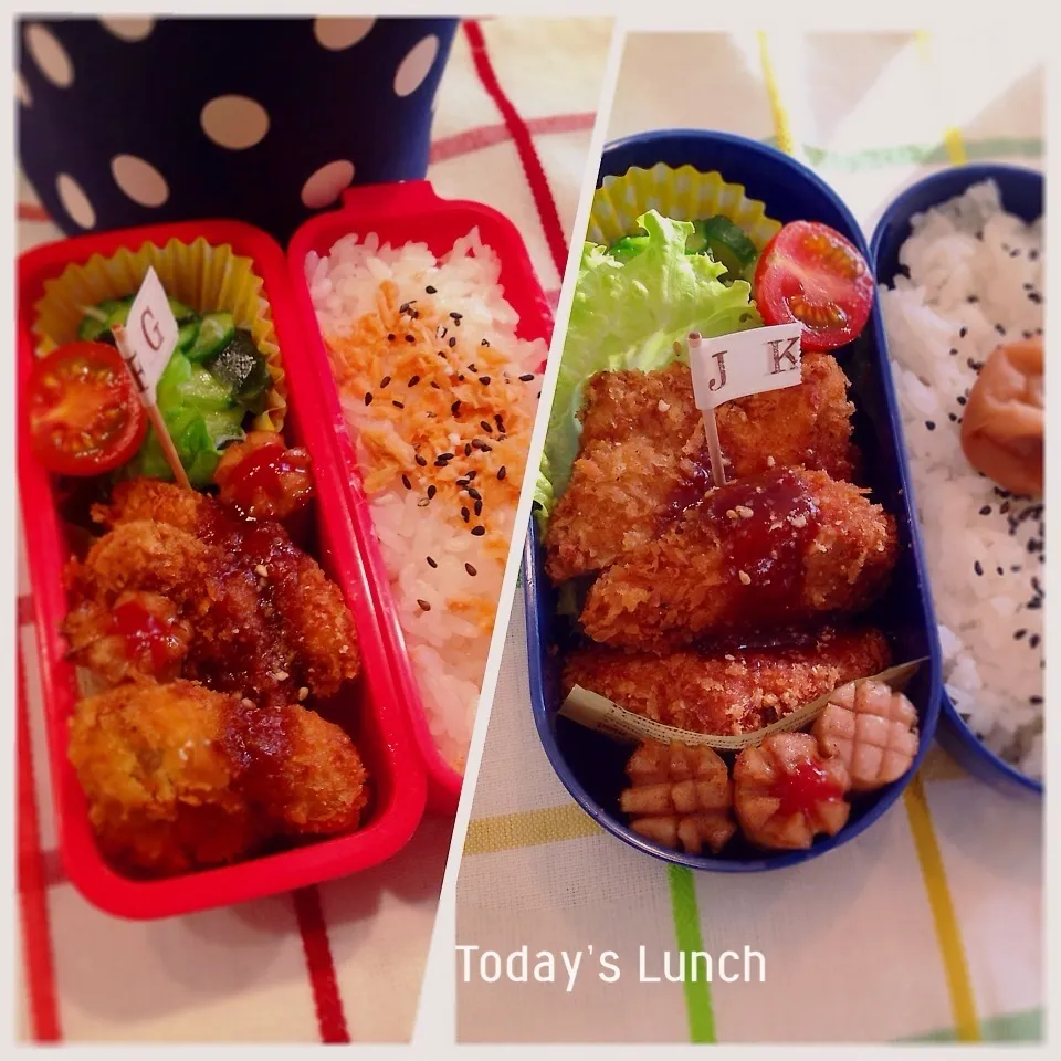 Snapdishの料理写真:高校生と大学生のお弁当|ままピーさん