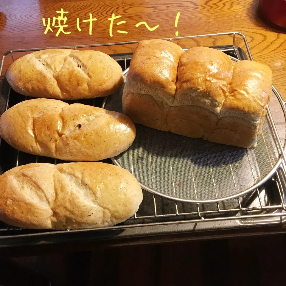 ごま食パンと、甘納豆コッペパン|yakinasuさん