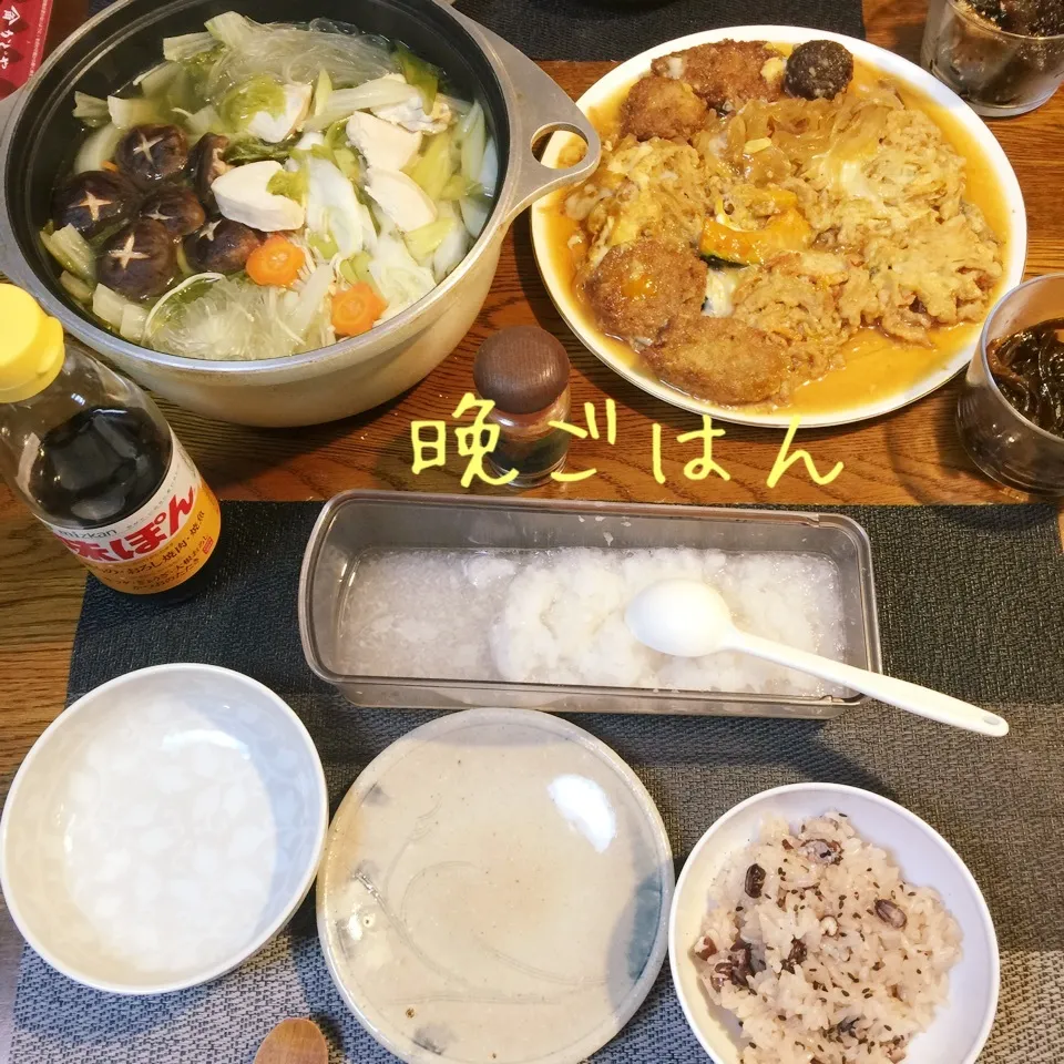 天とじ、カツとじ、水炊き、常備菜、赤飯|yakinasuさん