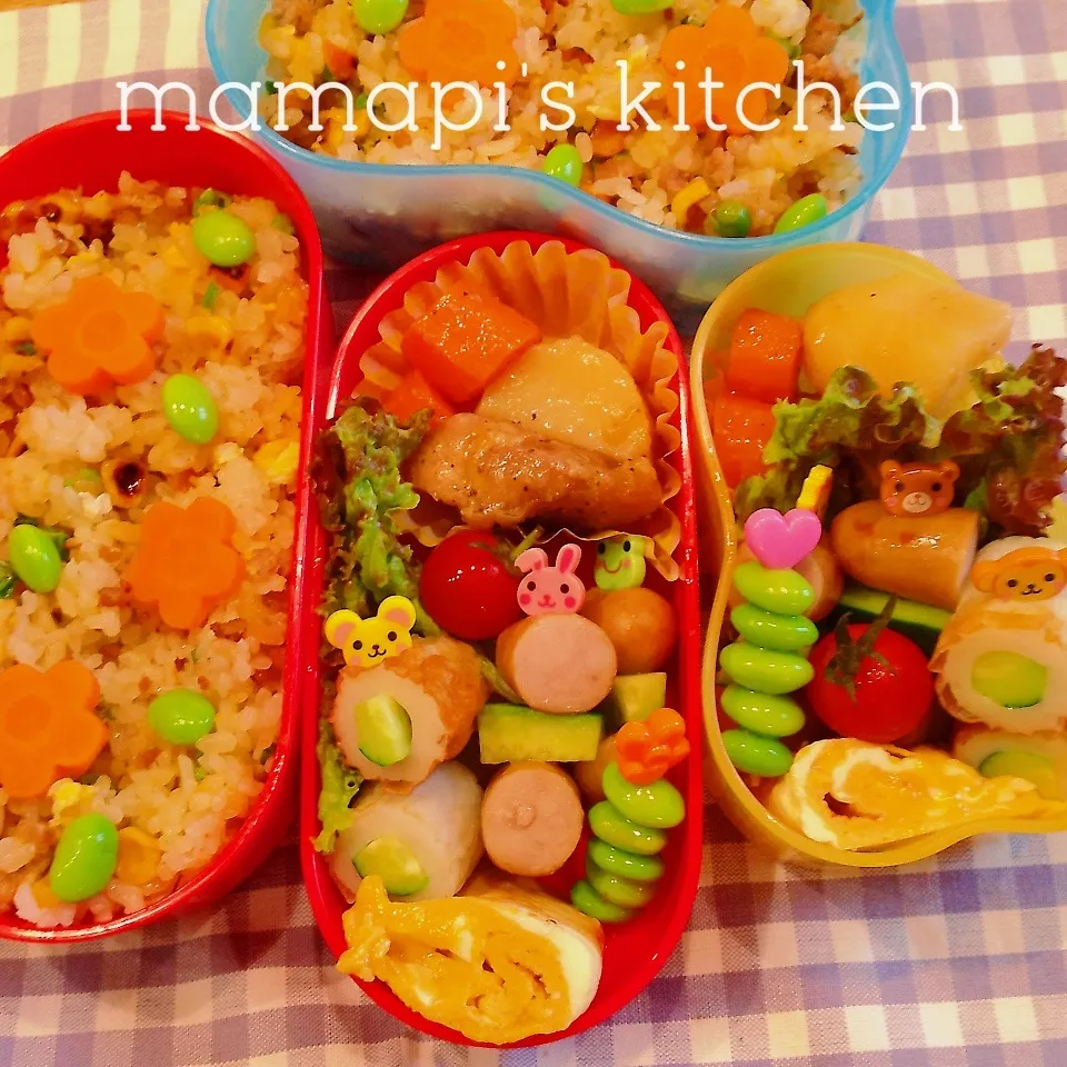 高校生男子と中学生女子のお弁当|ままピーさん