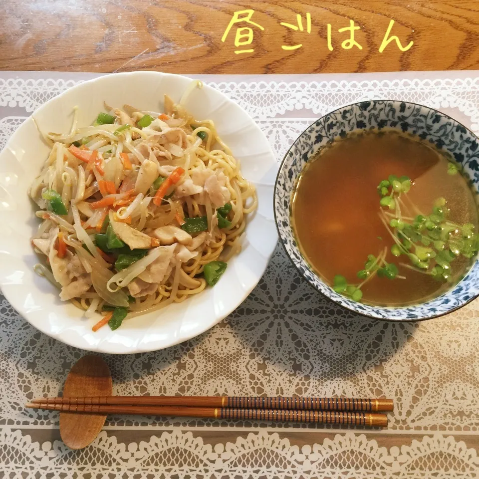 香港焼きそば、玉子スープ|yakinasuさん