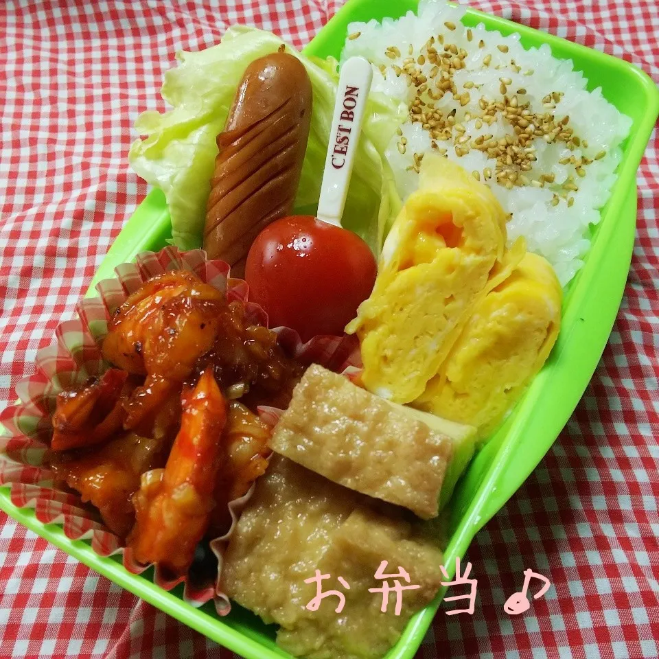 Snapdishの料理写真:海老チリ風弁当♪|ちびたまさん