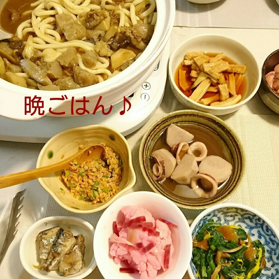 今日の晩ごはん(〆のカレーうどんと…)|oomugiさん