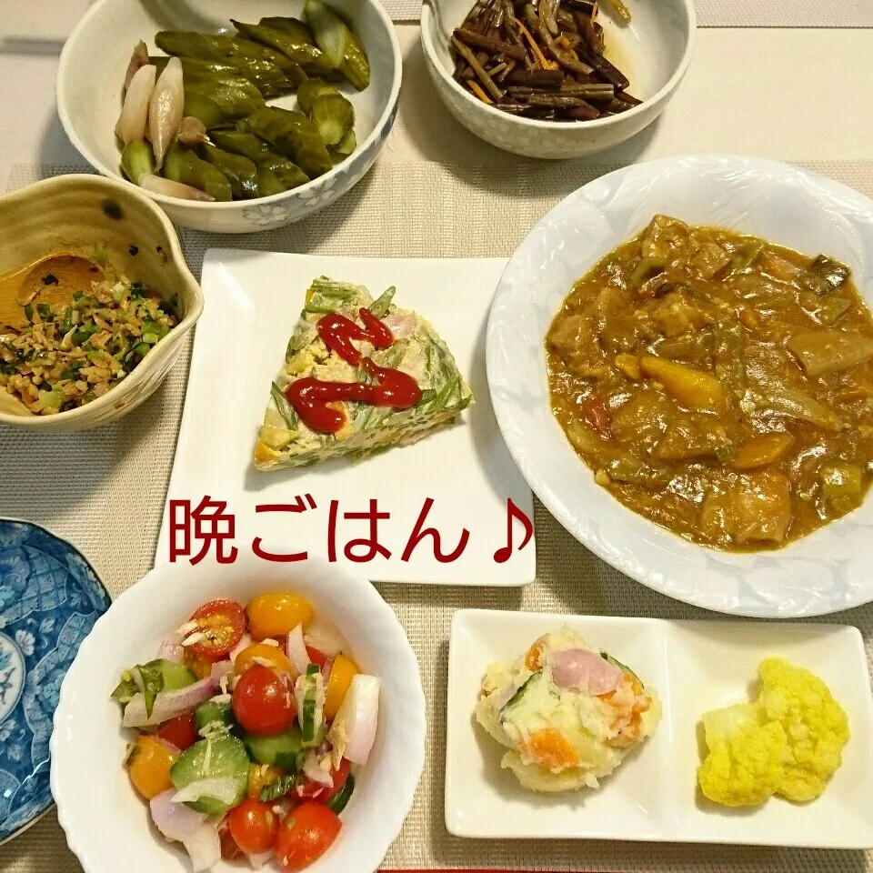 今日の晩ごはん(チキンカレーと…)|oomugiさん